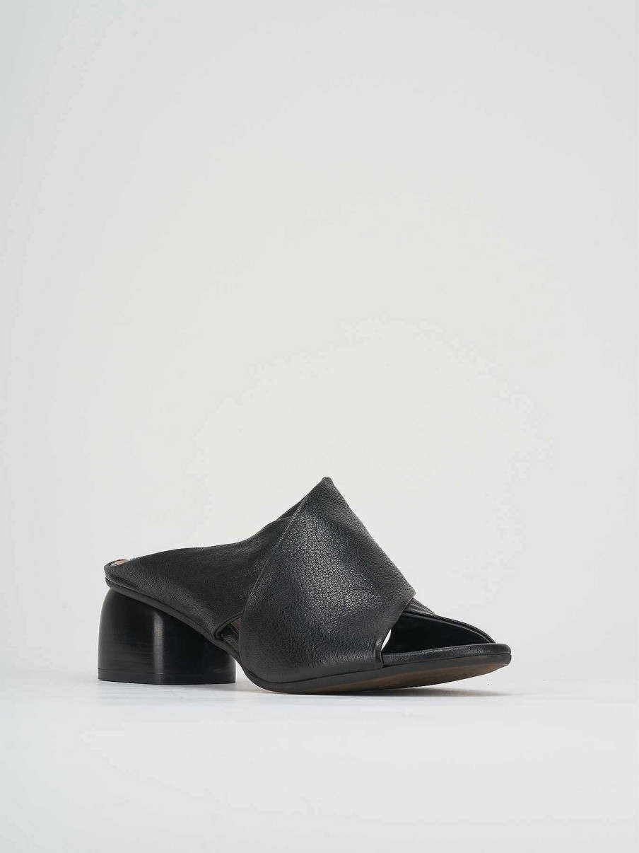 Donna Barca | Pantofole Tacco 5 Cm In Pelle Nera