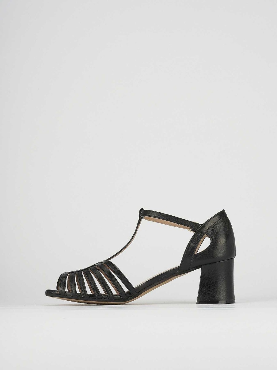 Donna Barca | Sandali Tacco Alto Tacco 5 Cm In Pelle Nera