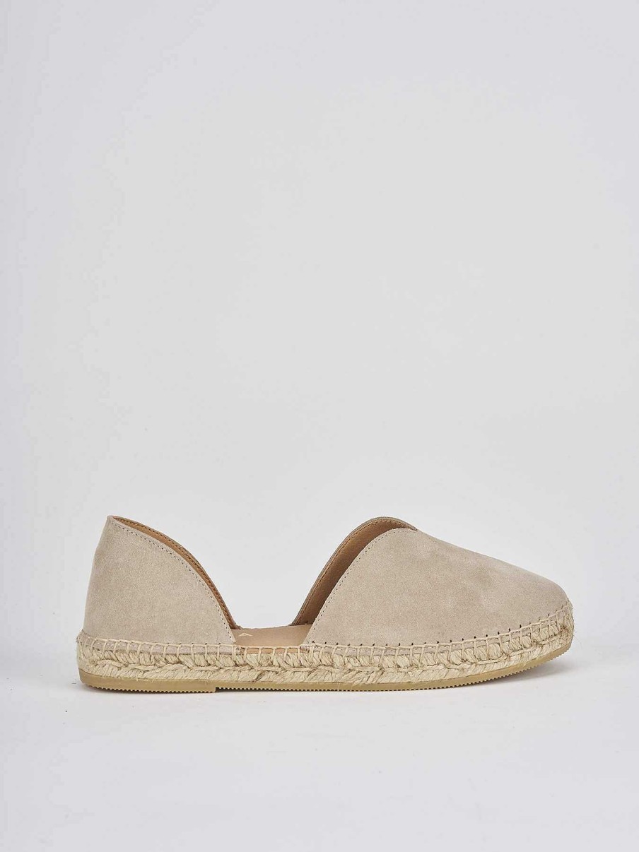 Donna Barca | Espadrillas Tacco 2 Cm In Camoscio Beige