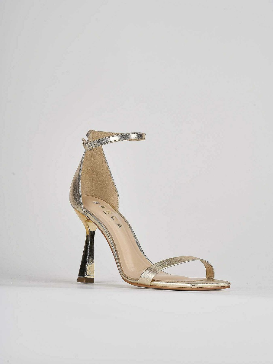 Donna Barca | Sandali Tacco Alto Tacco 9 Cm In Pelle Oro