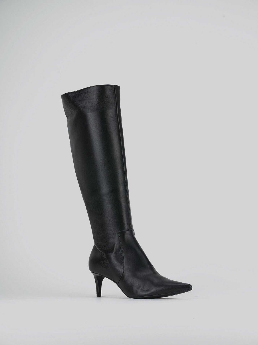 Donna Barca | Stivali Tacco Alto Tacco 6 Cm In Pelle Nera