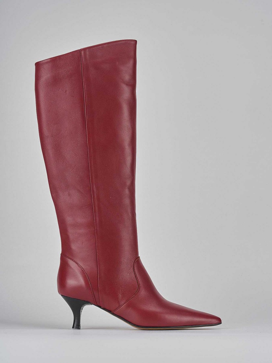 Donna Barca | Stivali Tacco 5Cm Pelle Rosso