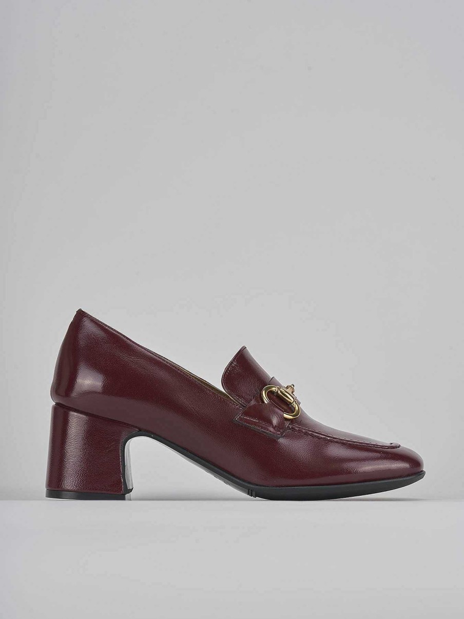 Donna Barca | Mocassino Tacco 5 Cm In Vernice Bordeaux