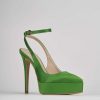 Donna Barca | Decollete Tacco 11 Cm In Raso Verde