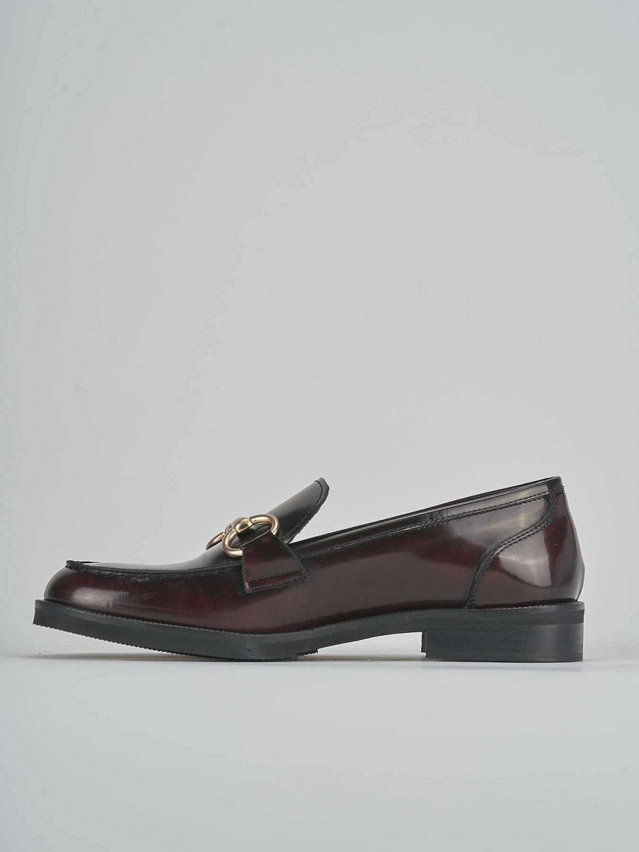 Donna Barca | Mocassino Tacco 1 Cm In Pelle Bordeaux