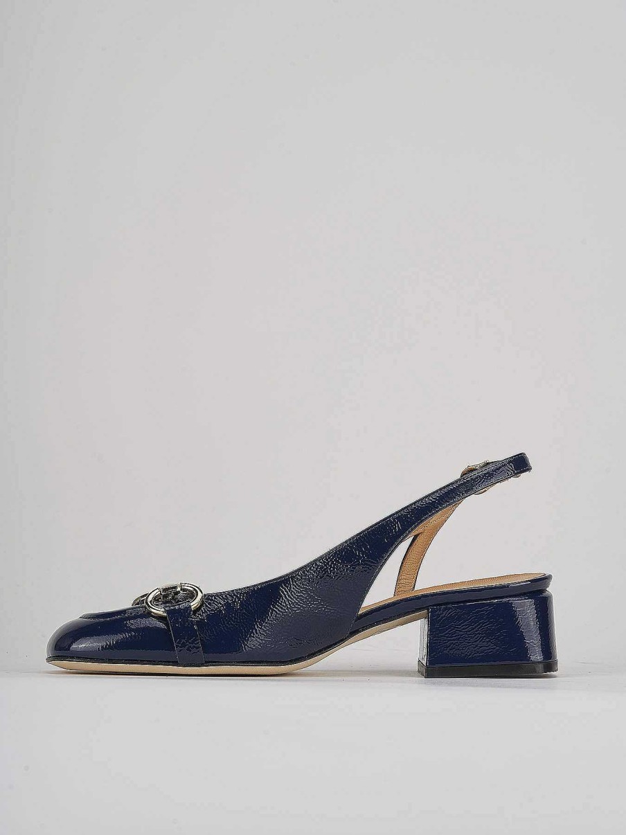 Donna Barca | Decollete Tacco 4 Cm In Vernice Blu