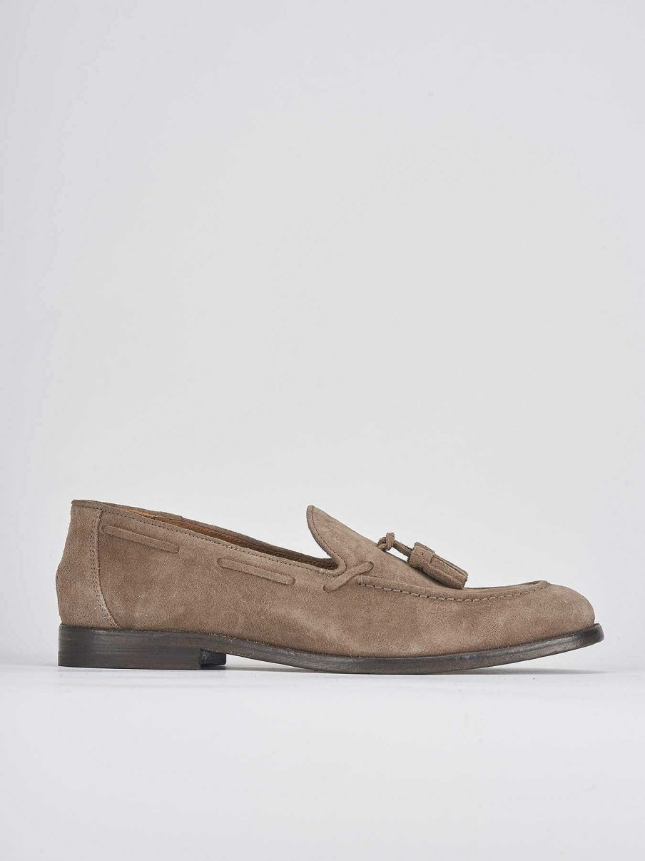 Uomo Barca | Mocassino Tacco 2 Cm In Camoscio Beige