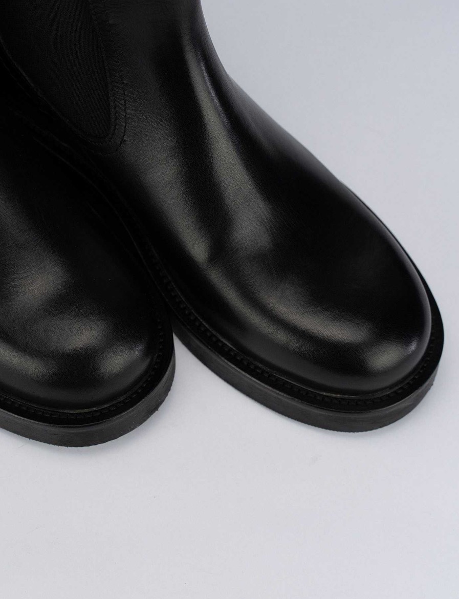 Donna Barca | Stivaletti Tacco Basso Tacco 1 Cm In Pelle Nera