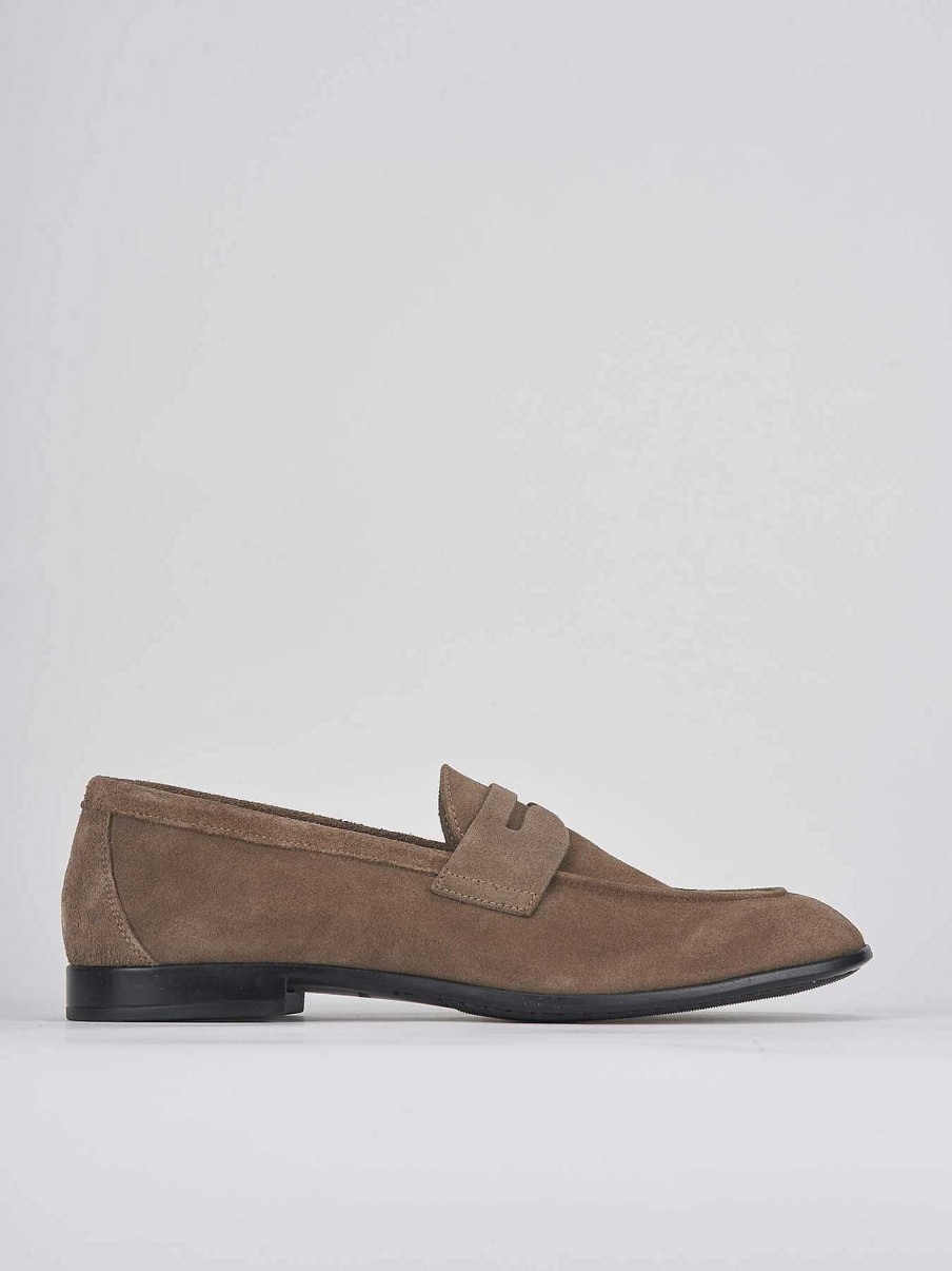 Uomo Barca | Mocassino Tacco 1 Cm In Camoscio Beige