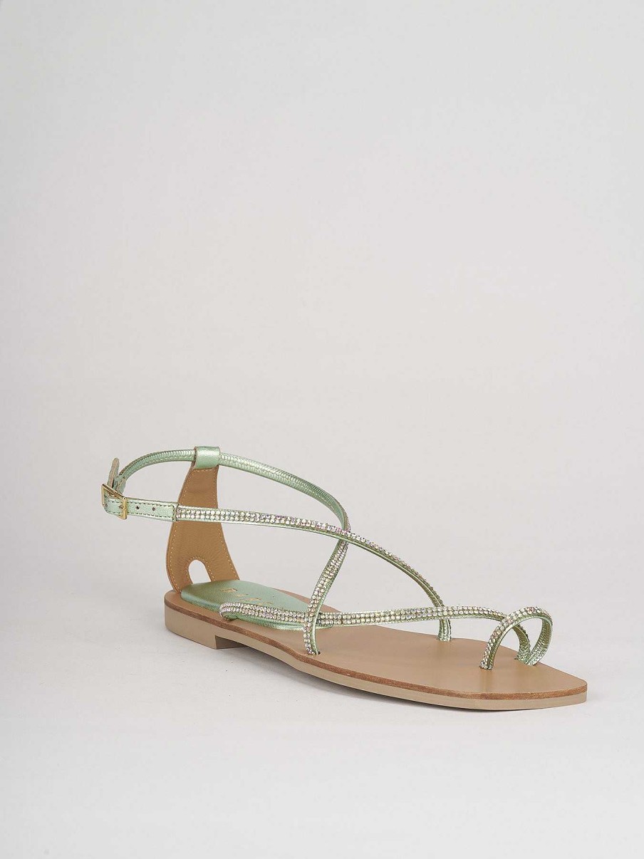 Donna Barca | Sandali Tacco Basso Tacco 1 Cm In Pelle Verde