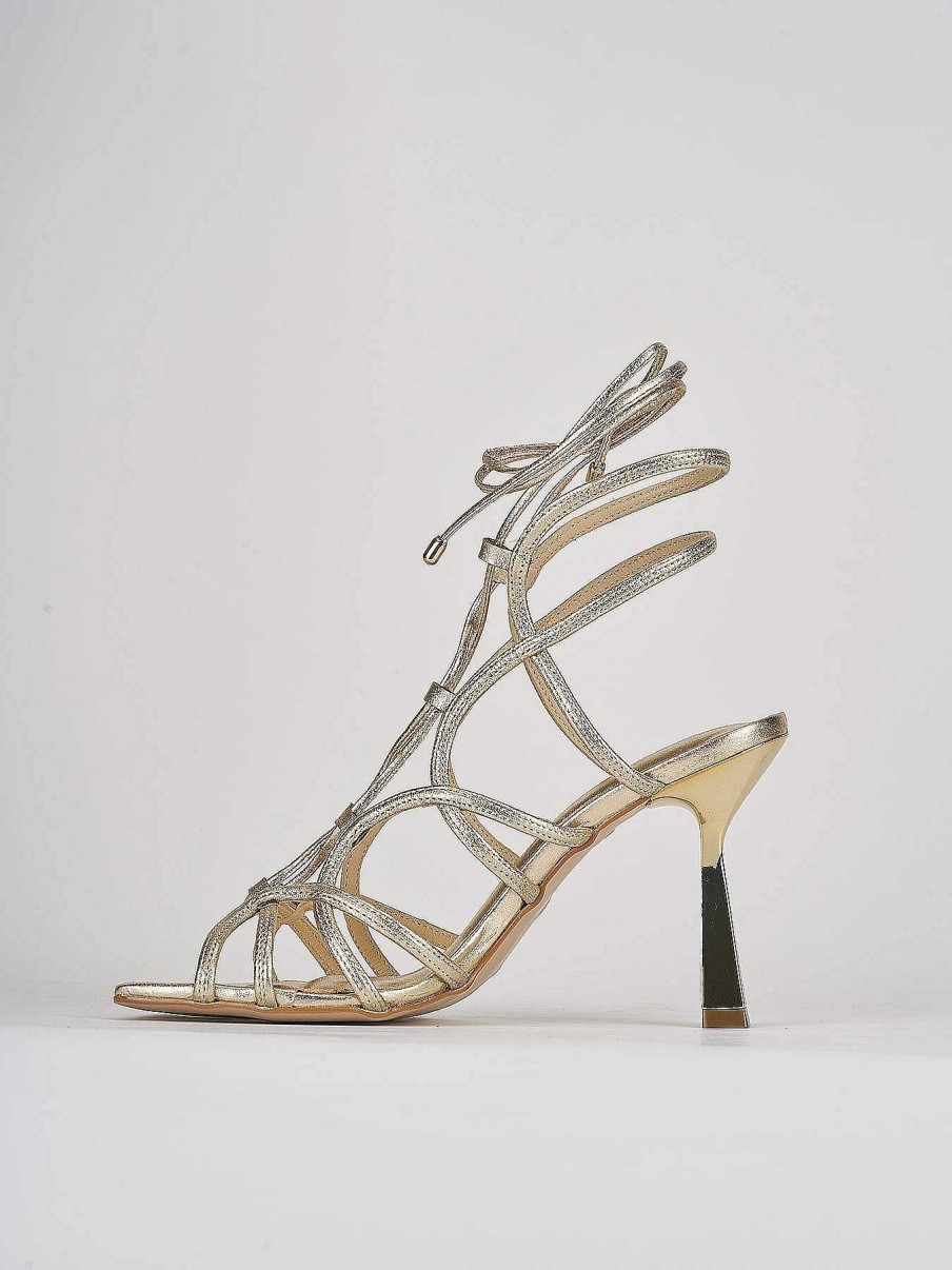 Donna Barca | Sandali Tacco Alto Tacco 9 Cm In Pelle Oro