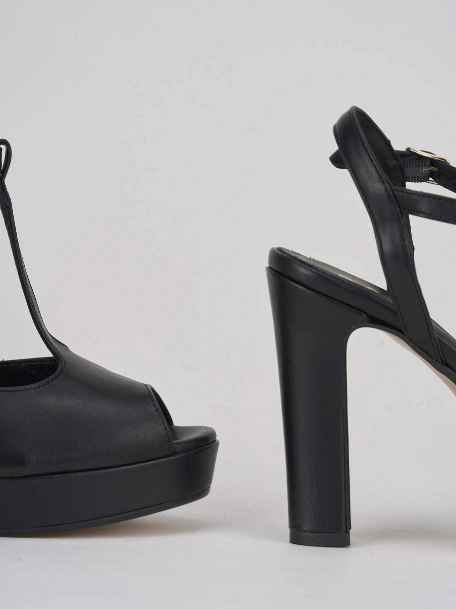 Donna Barca | Sandali Tacco Alto Tacco 9 Cm In Pelle Nera