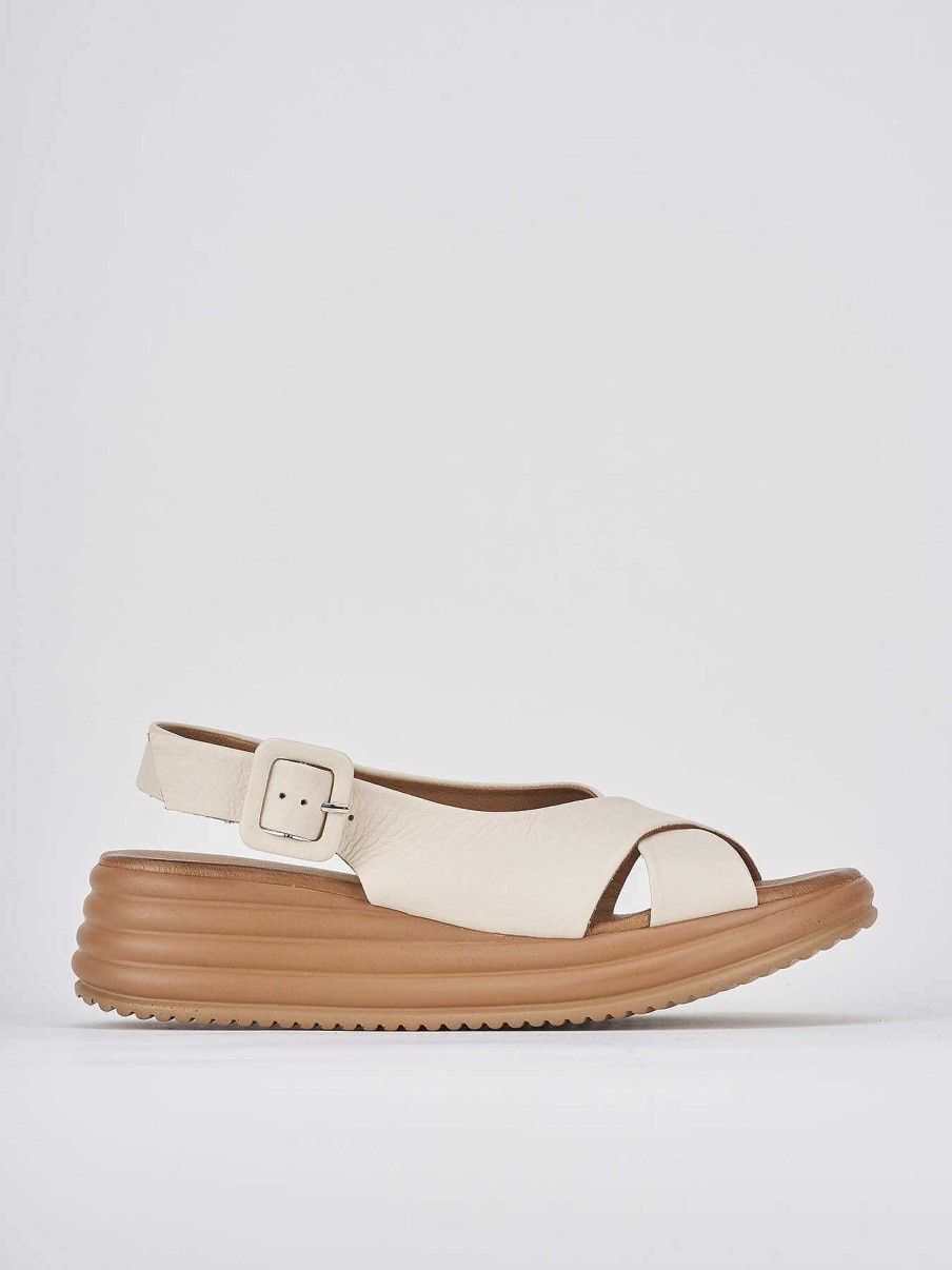 Donna Barca | Zeppa Tacco 6 Cm In Pelle Beige