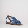 Donna Barca | Sandali Tacco Basso Tacco 1 Cm Camoscio Azzurro