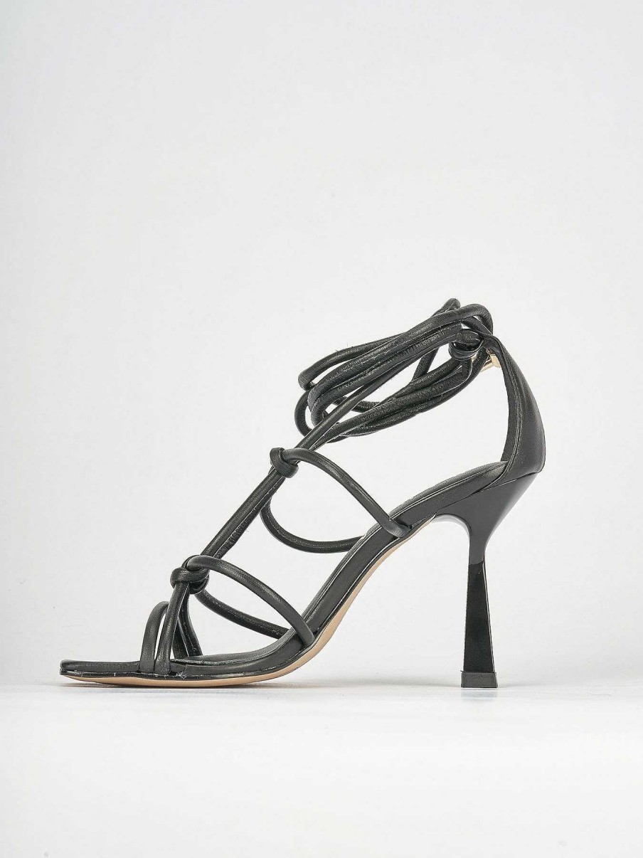 Donna Barca | Sandali Tacco Alto Tacco 10 Cm In Pelle Nera