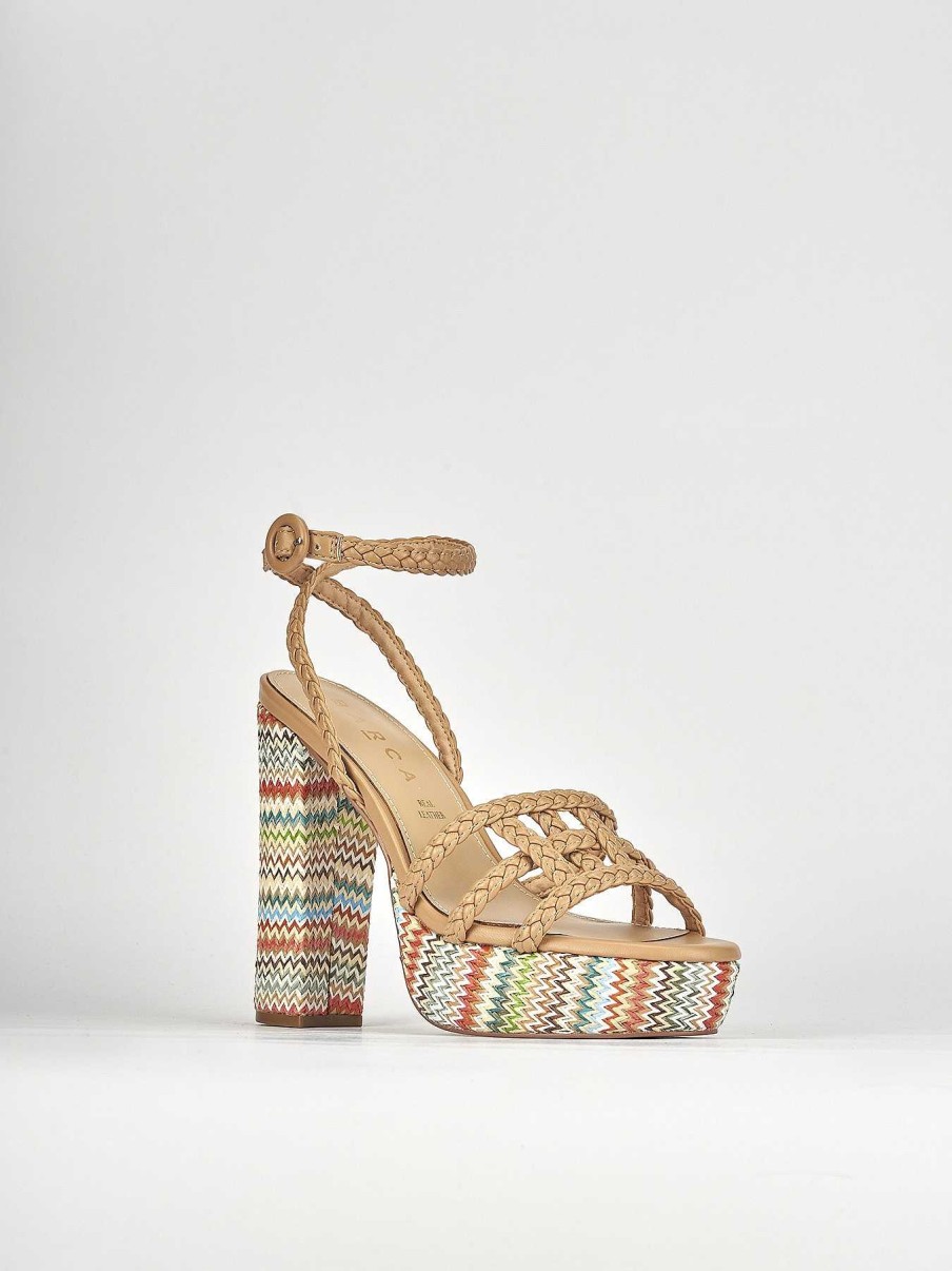 Donna Barca | Sandali Tacco Alto Tacco 10 Cm In Pelle Beige