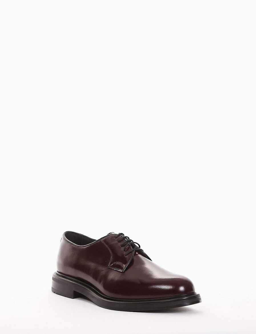 Uomo Barca | Scarpe Stringate Tacco 3 Cm In Pelle Bordeaux