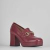 Donna Barca | Mocassino Tacco 7 Cm In Pelle Bordeaux