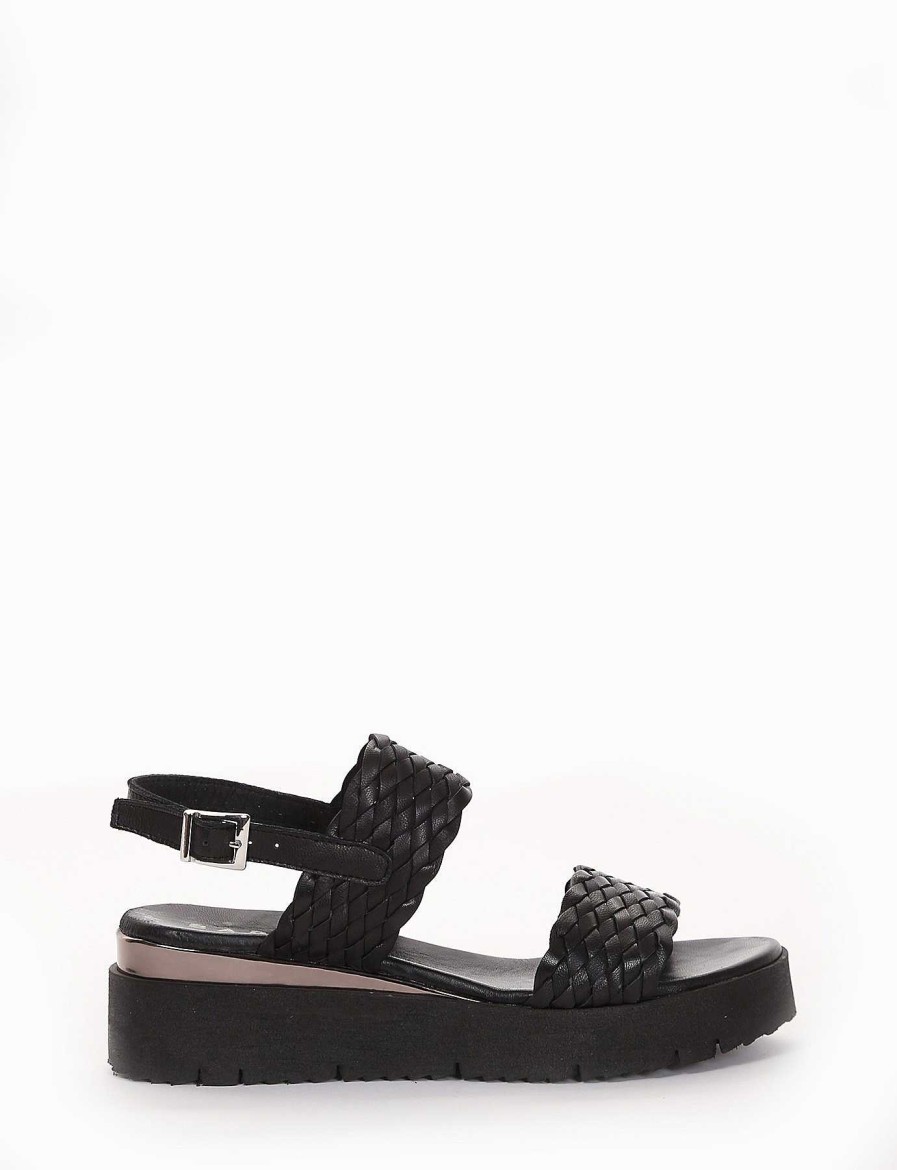 Donna Barca | Zeppa Tacco 3 Cm In Pelle Nera