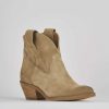 Donna Barca | Stivaletti Tacco Basso Tacco 4 Cm In Camoscio Beige