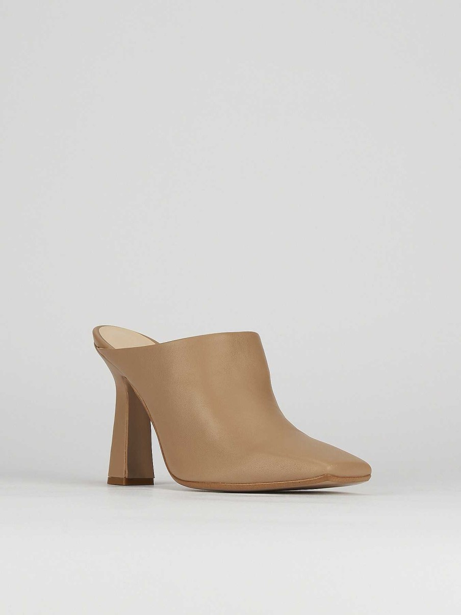 Donna Barca | Sabot Tacco 9 Cm In Pelle Beige