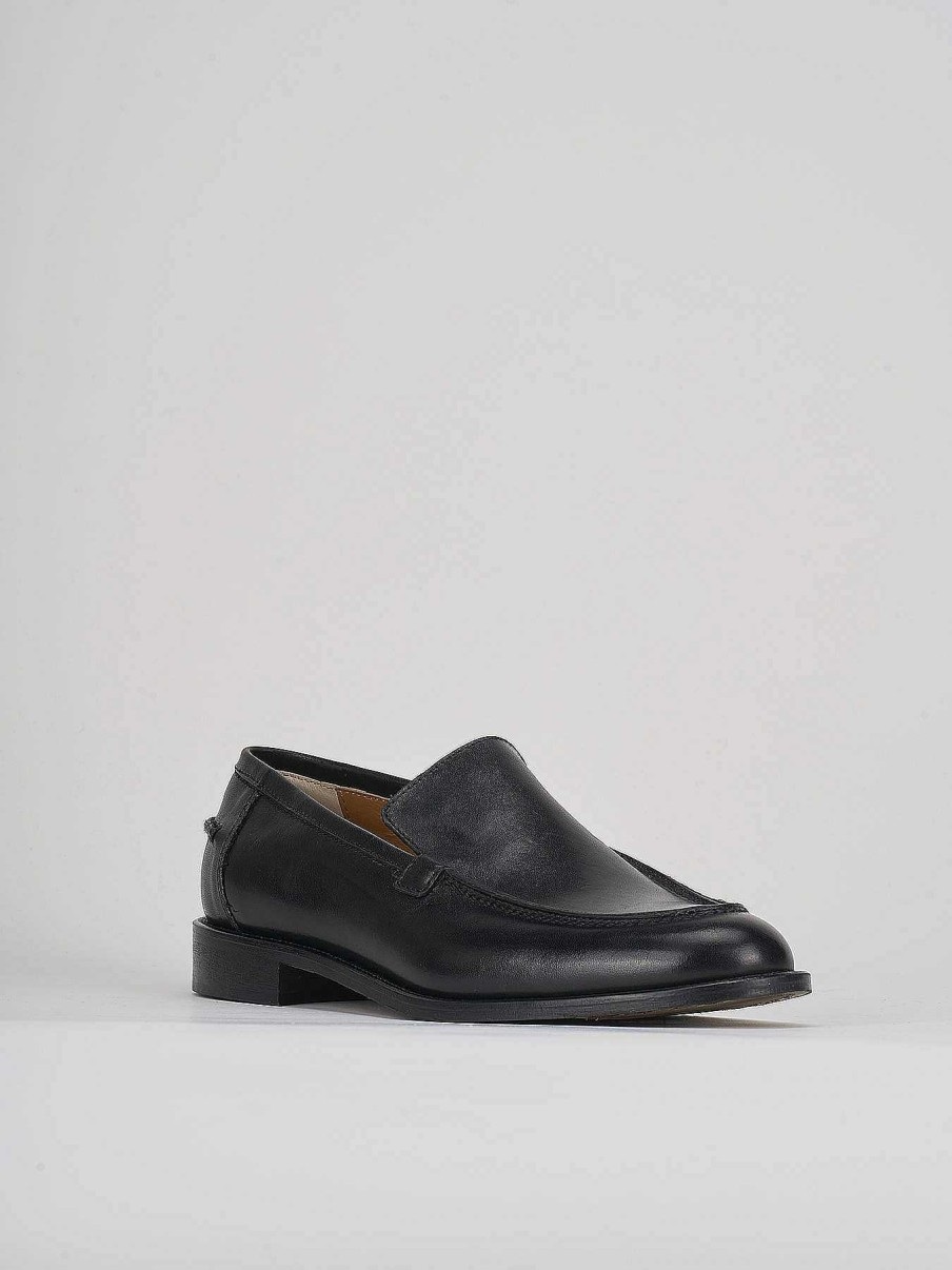 Uomo Barca | Mocassini Tacco 1 Cm In Pelle Nera