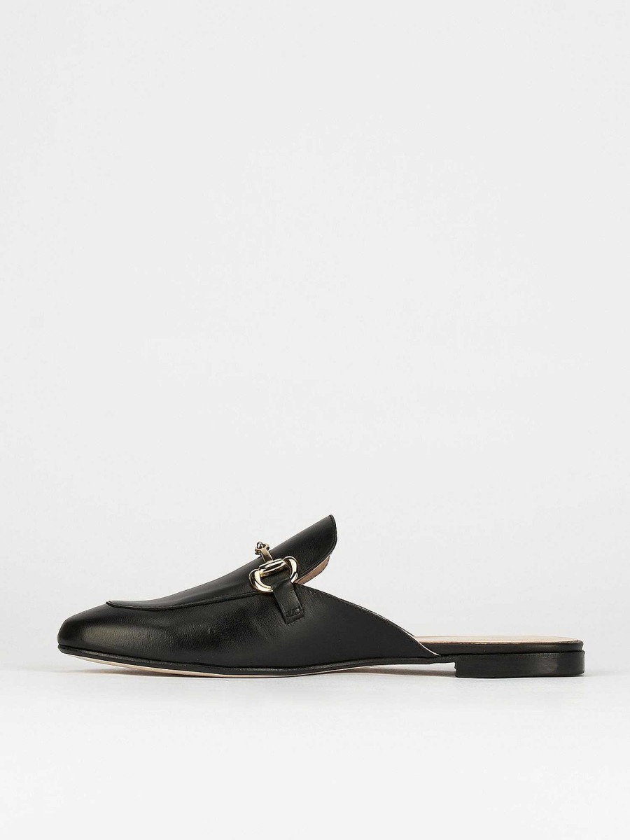 Donna Barca | Sabot Tacco 1 Cm In Pelle Nera