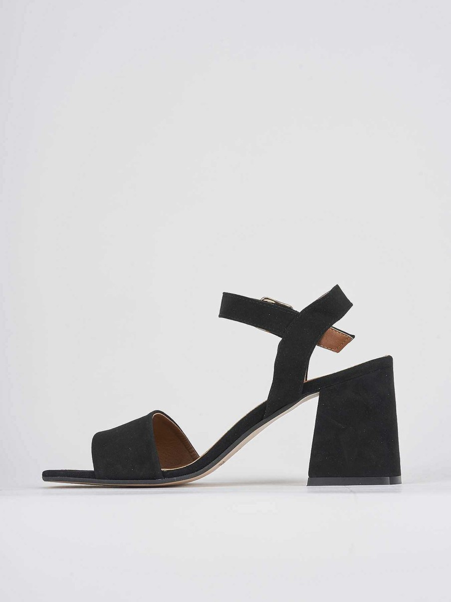 Donna Barca | Sandali Tacco 8Cm Camoscio Nero