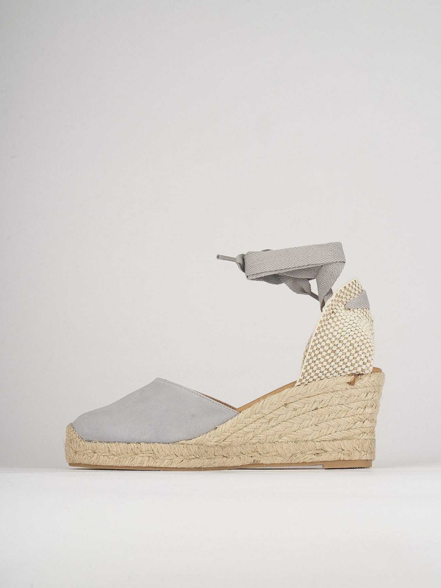 Donna Barca | Espadrillas Tacco 5 Cm In Camoscio Azzurro