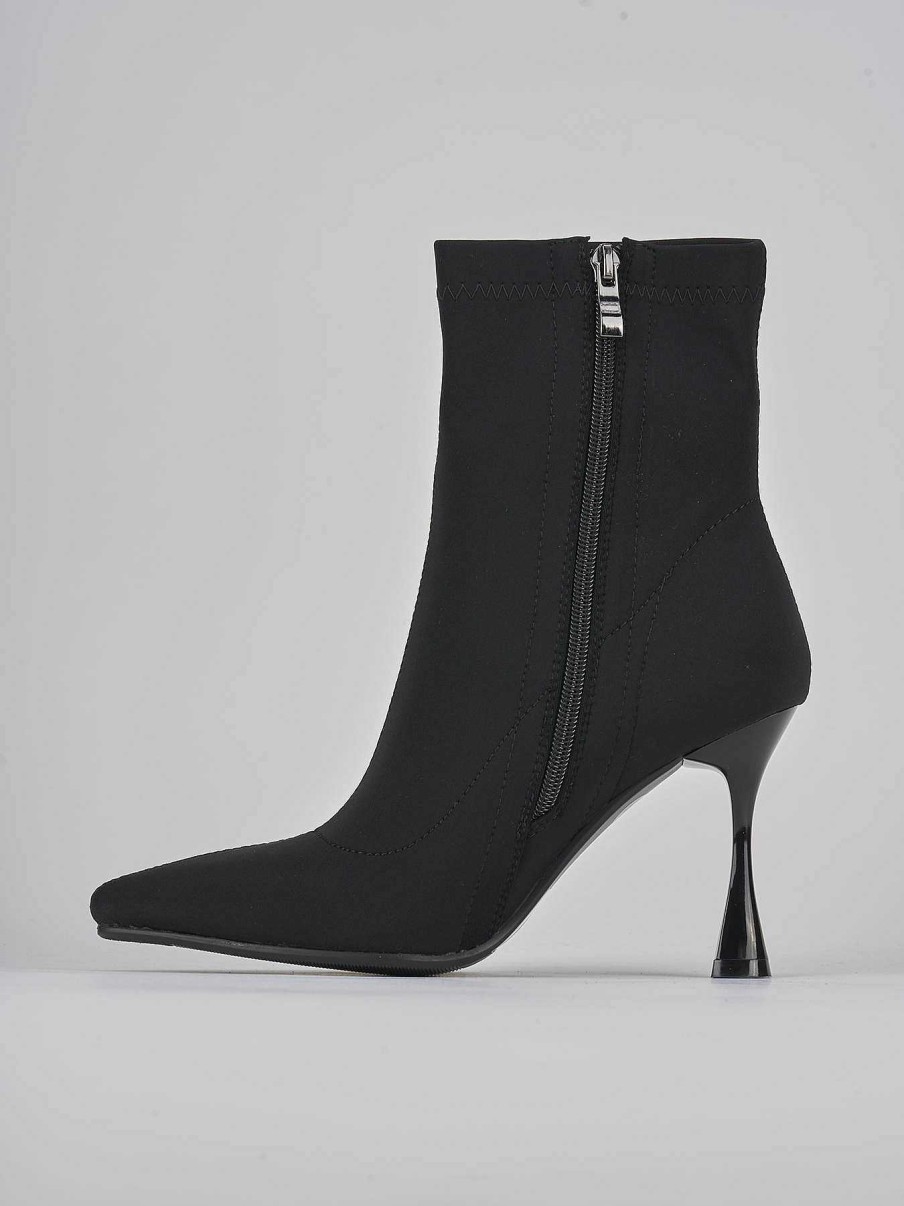 Donna Barca | Stivaletti Tacco Alto Tacco 7 Cm In Tessuto Nero