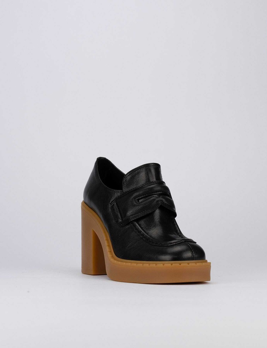 Donna Barca | Mocassini Tacco 7 Cm In Pelle Nera