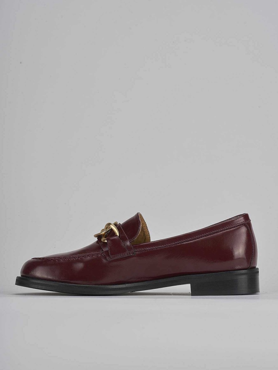 Donna Barca | Mocassino Tacco 2 Cm In Vernice Bordeaux