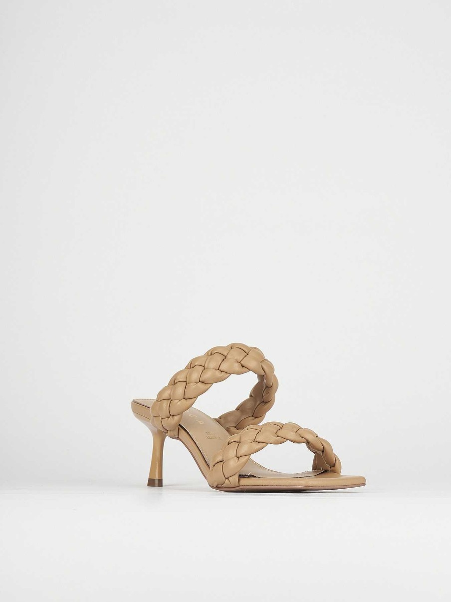 Donna Barca | Pantofole Tacco 5 Cm In Pelle Beige