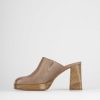 Donna Barca | Sabot Tacco 9 Cm In Pelle Beige