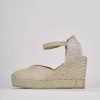 Donna Barca | Espadrillas Tacco 9 Cm In Camoscio Beige