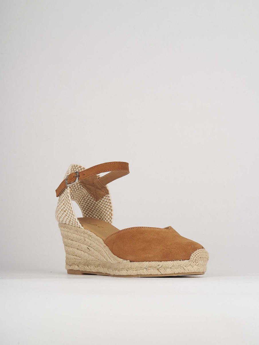 Donna Barca | Espadrillas Tacco 6 Cm In Camoscio Marrone