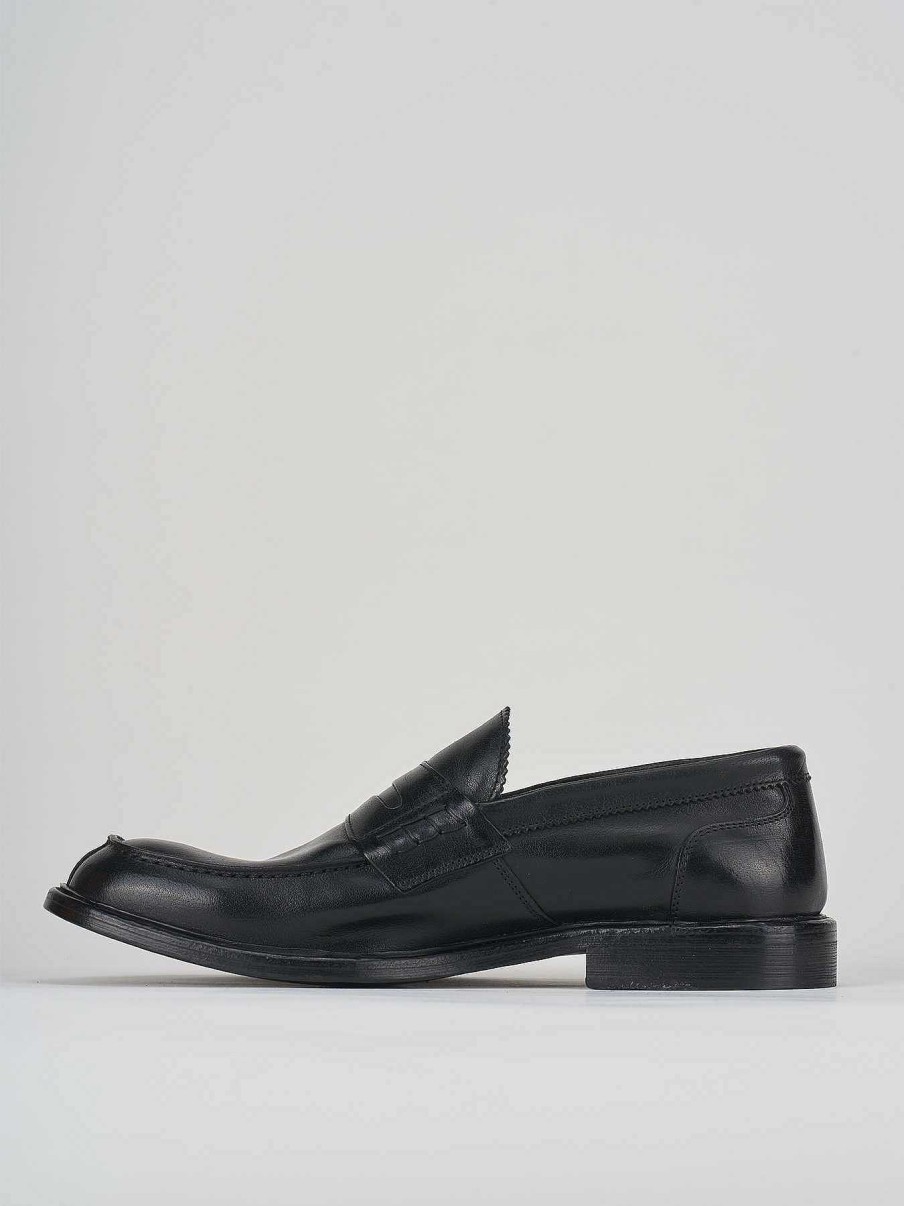 Uomo Barca | Mocassini Tacco 1 Cm In Pelle Nera