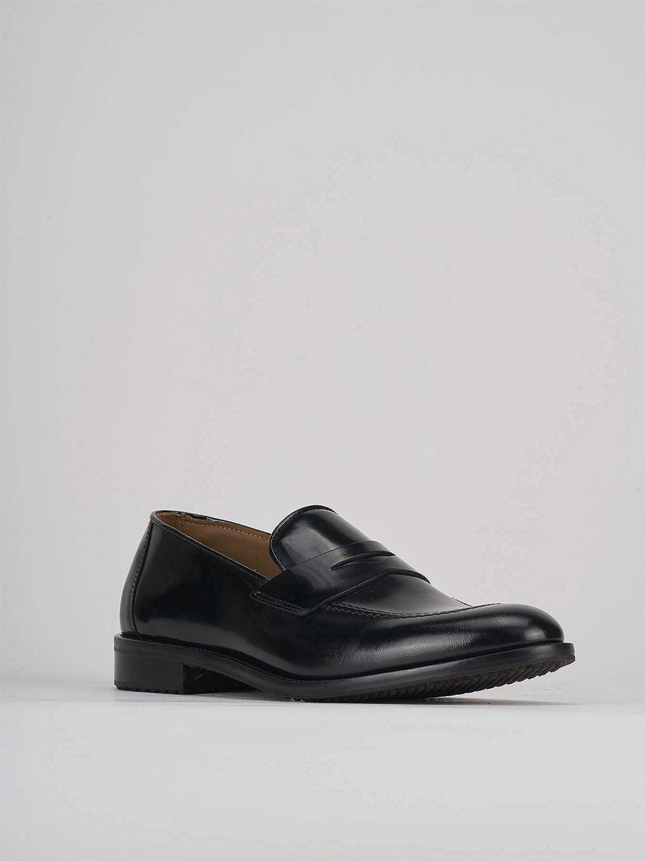 Uomo Barca | Mocassini Tacco 1 Cm In Pelle Nera