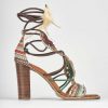 Donna Barca | Sandali Tacco Alto Tacco 9 Cm In Pelle Multicolor