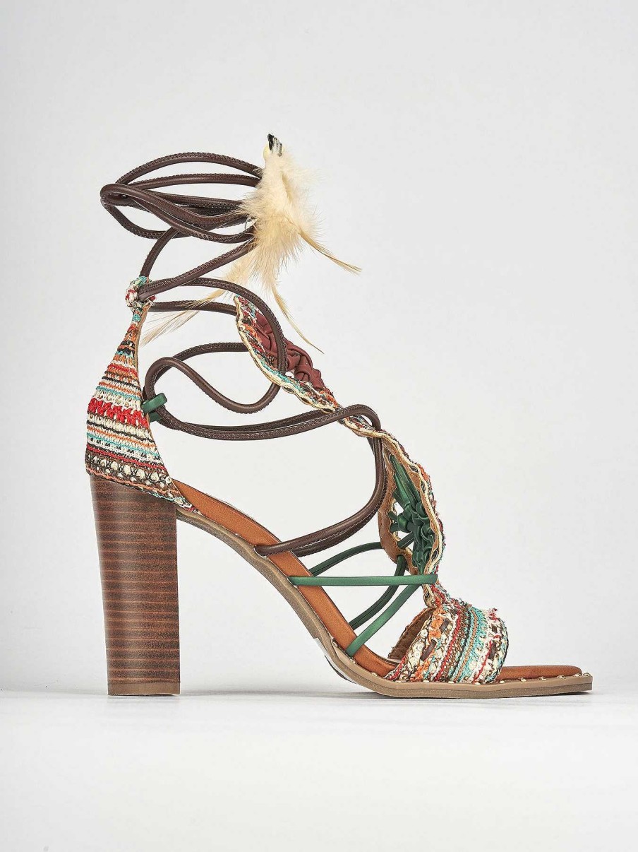 Donna Barca | Sandali Tacco Alto Tacco 9 Cm In Pelle Multicolor