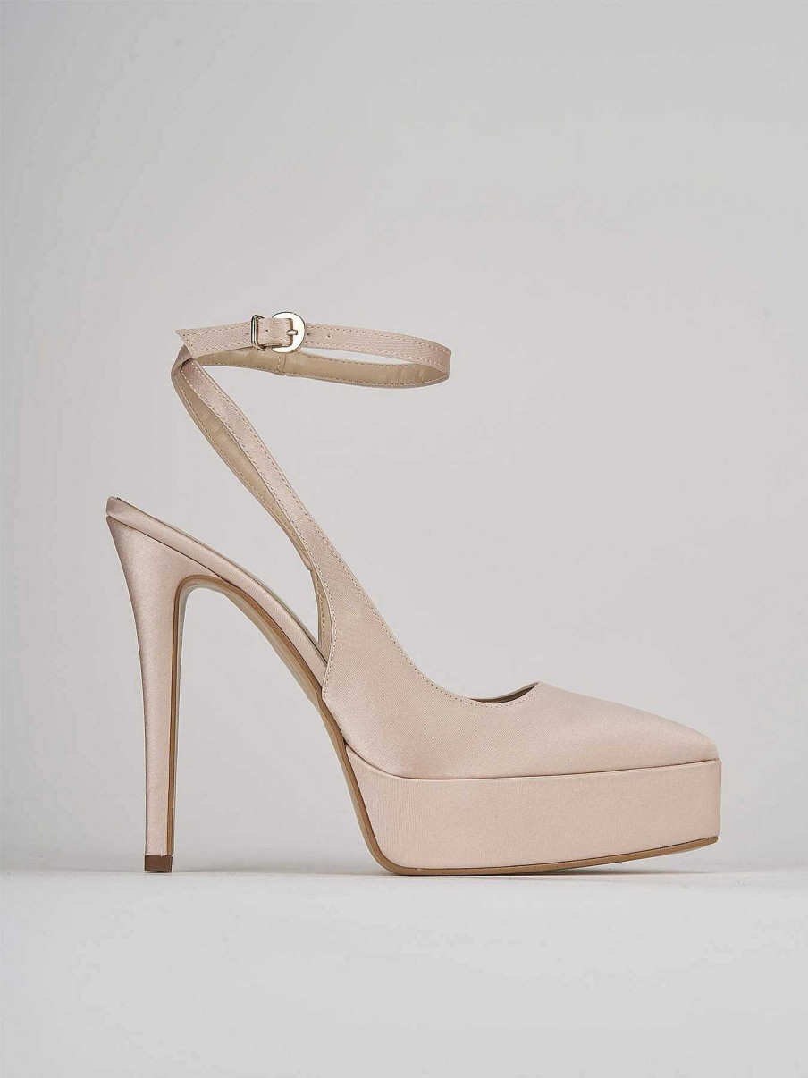 Donna Barca | Decollete Tacco 11 Cm In Raso Beige