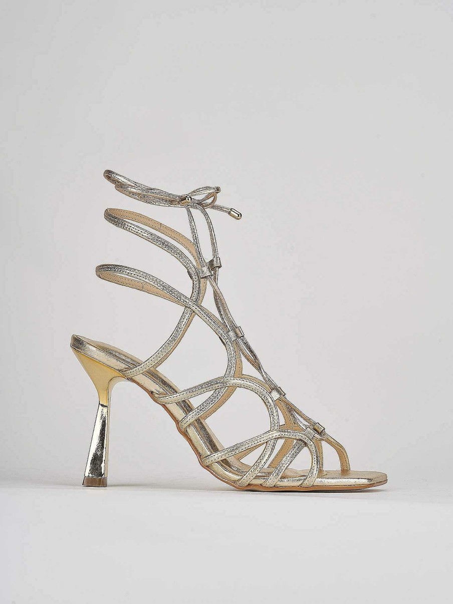 Donna Barca | Sandali Tacco Alto Tacco 9 Cm In Pelle Oro