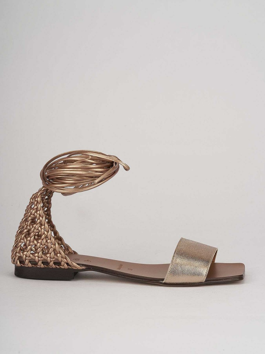 Donna Barca | Sandali Tacco Basso Tacco 1 Cm In Pelle Bronzo