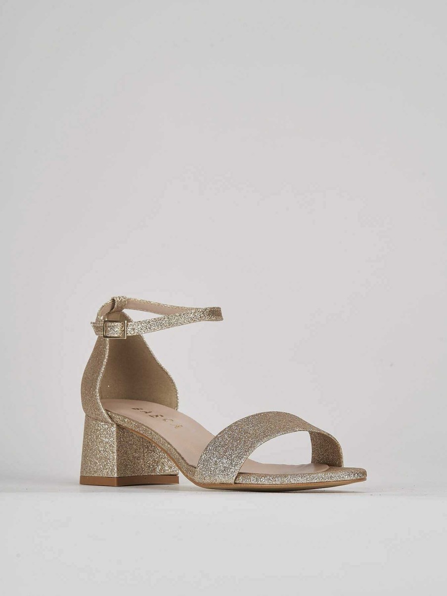 Donna Barca | Sandali Tacco Alto Tacco 5 Cm Beige Glitter