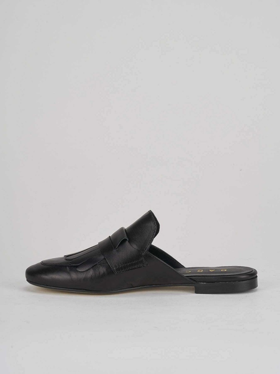 Donna Barca | Sabot Tacco 1 Cm In Pelle Nera