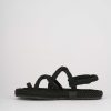 Donna Barca | Sandali Tacco Basso Tacco 1 Cm In Pelle Nera