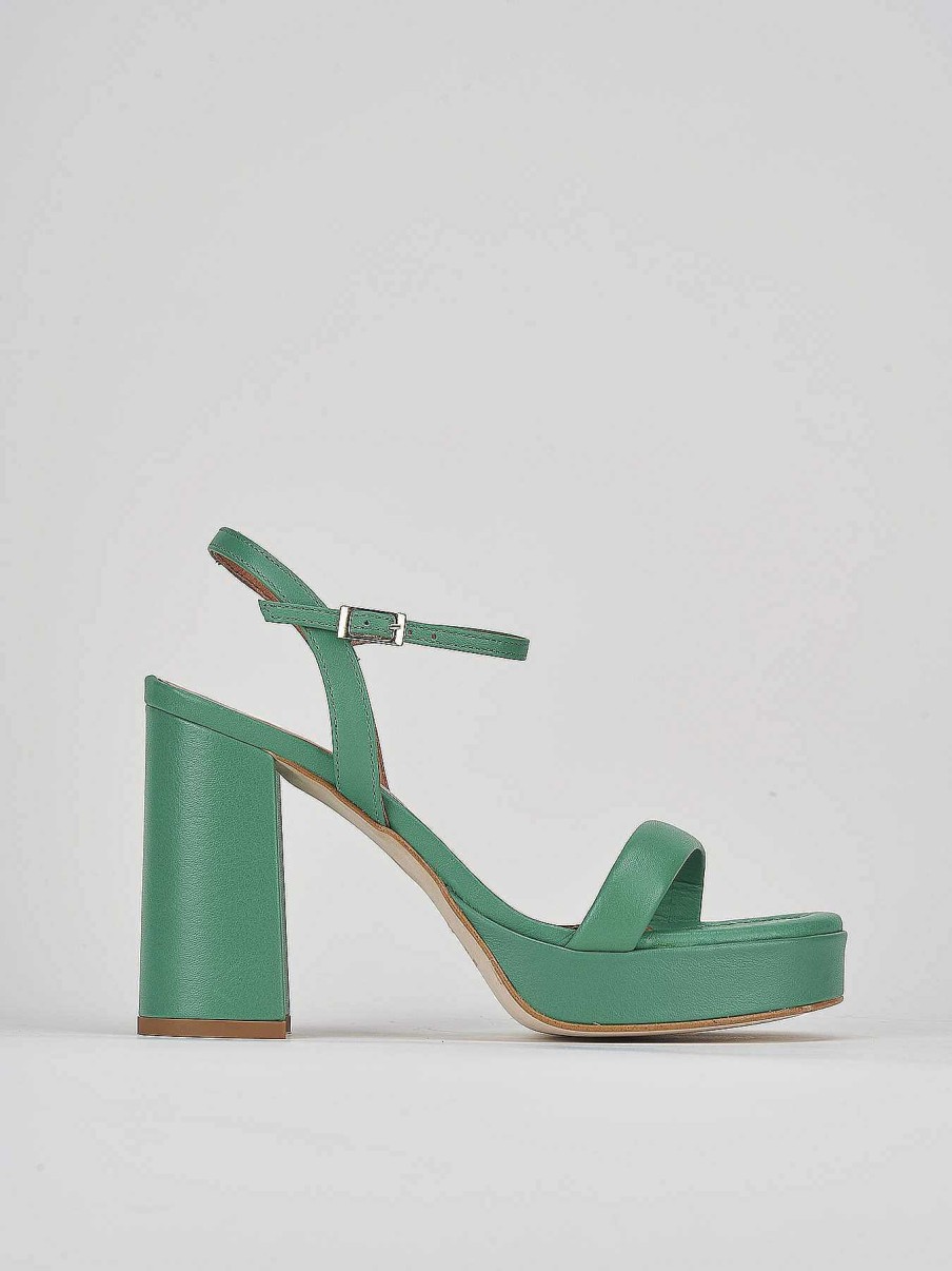 Donna Barca | Sandali Tacco Alto Tacco 9 Cm In Pelle Verde