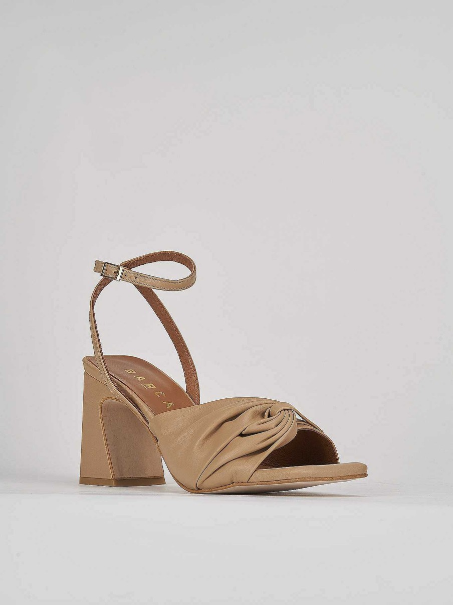 Donna Barca | Sandali Tacco Alto Tacco 7 Cm In Pelle Beige