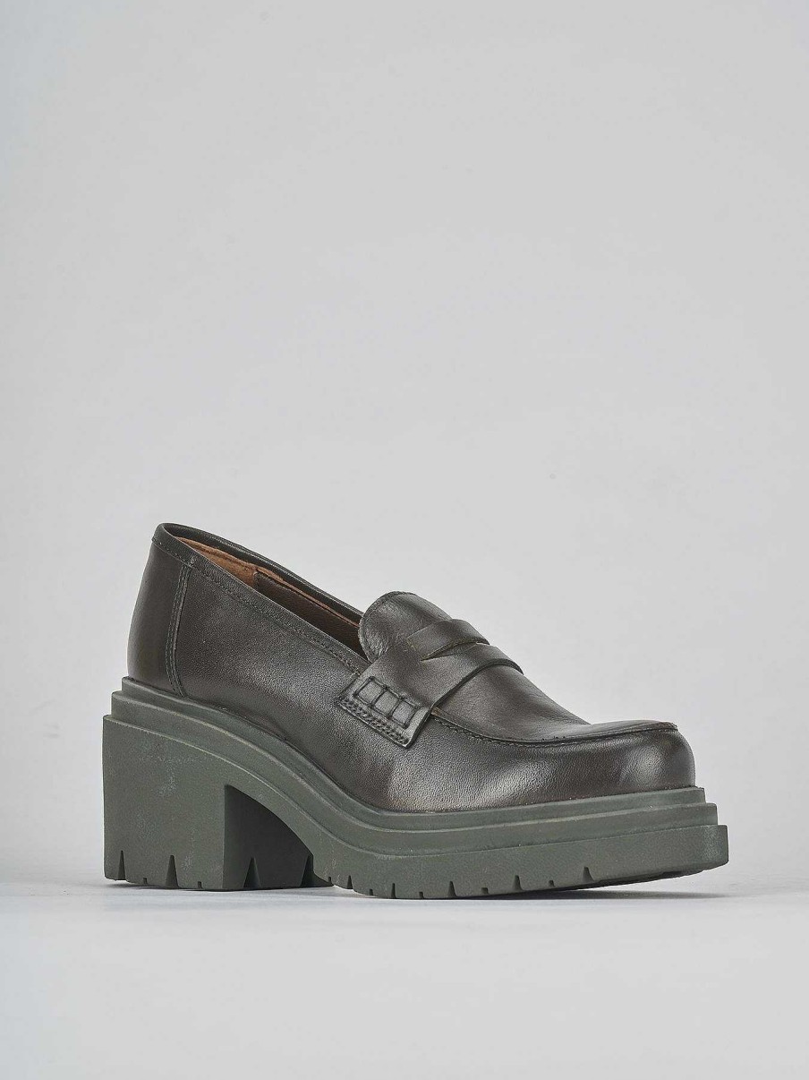 Donna Barca | Mocassino Tacco 5 Cm In Pelle Verde