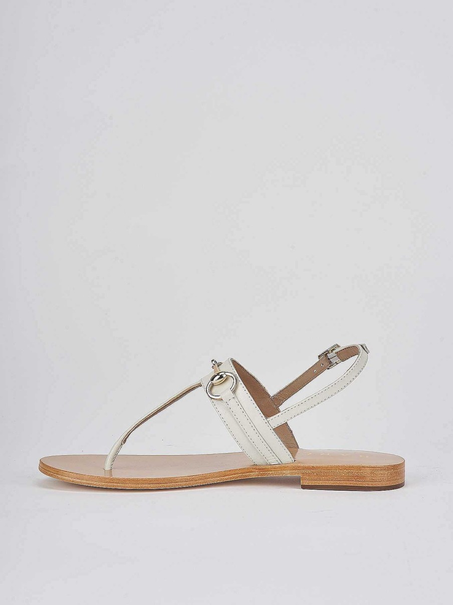 Donna Barca | Sandali Tacco Basso Tacco 1 Cm In Pelle Bianca